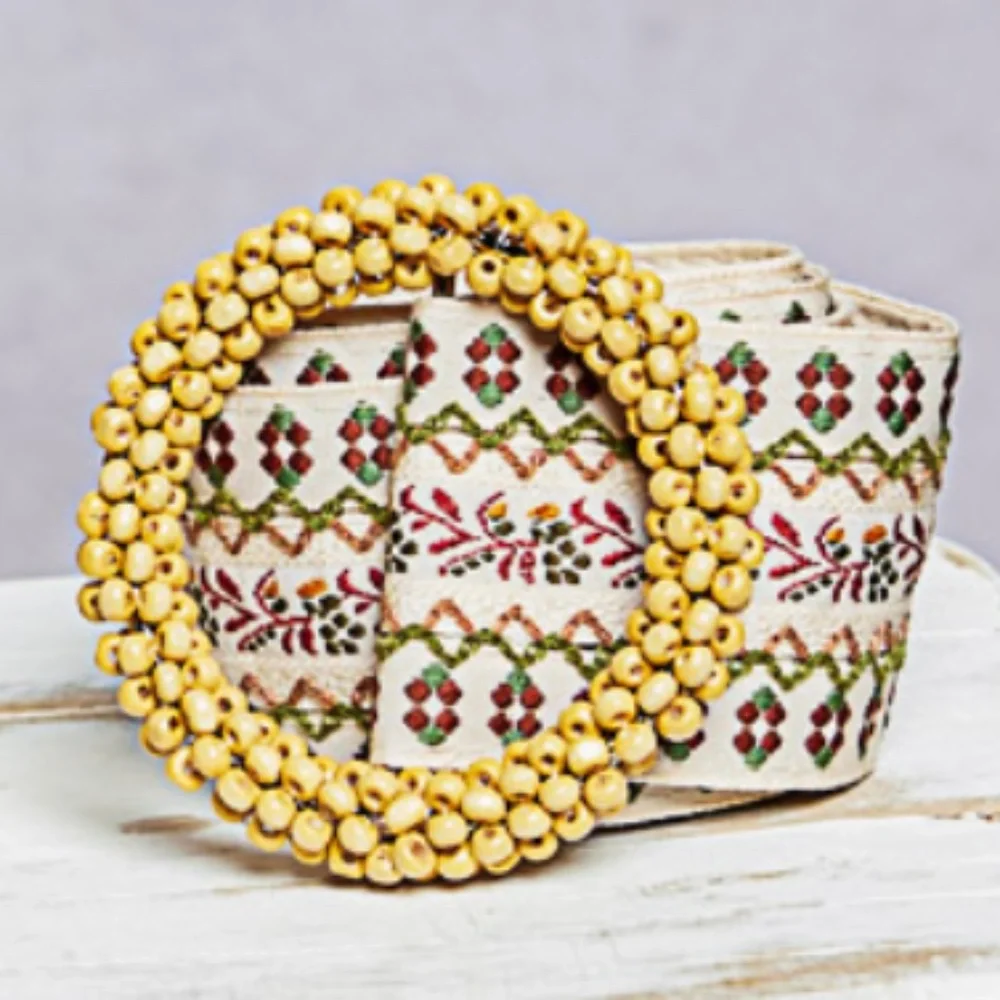 POL 60 POL Cloth Embroidered Adjustable Belt Boho